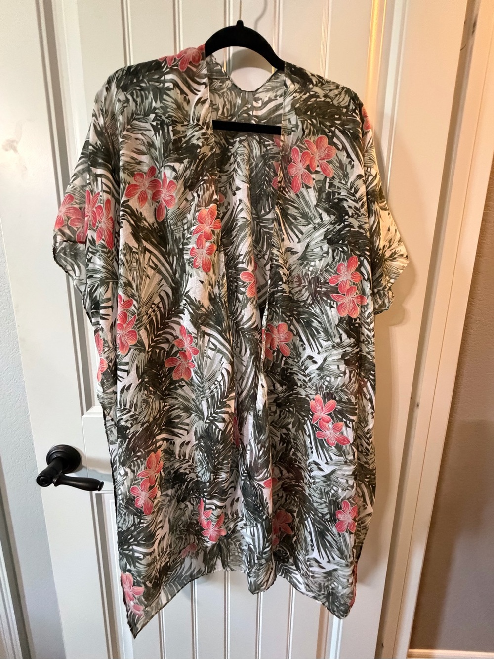 just be Floral Kimono in Pink & Olive Green